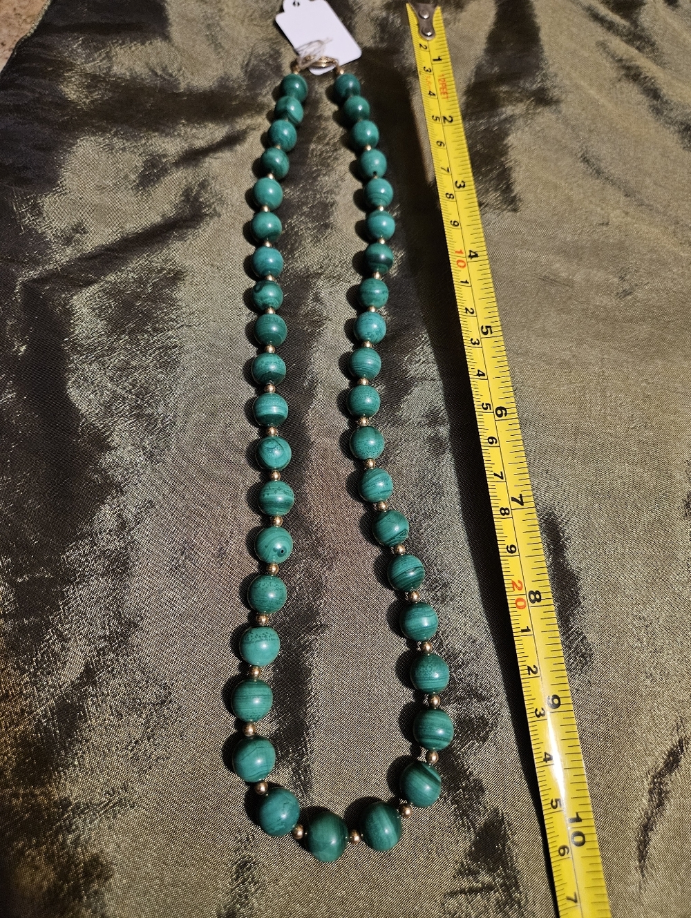 Vintage Malachite Stone Beaded Women's Necklace - Elegant Strand